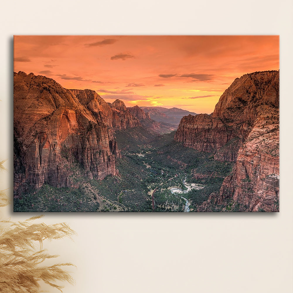 Utah Zion National Park Zion Canyon from Angel's Landing Large Stretched Canvas, Cavas Print Wall Art Hom Decor