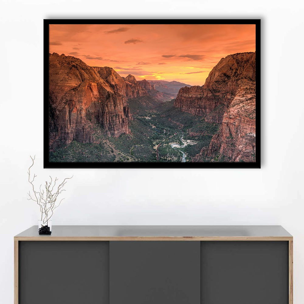 Utah Zion National Park Zion Canyon From Angel'S Landing LargeArt Prints, Framed Art Print, Picture Framed