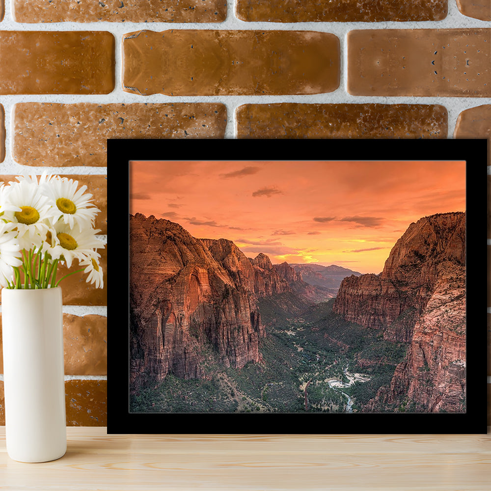 Utah Zion National Park Zion Canyon From Angel'S Landing LargeArt Prints, Framed Art Print, Picture Framed