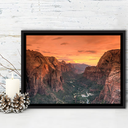 Utah Zion National Park Zion Canyon From Angel'S Landing Large Canvas, Framed Cavas Print, Floating Frame