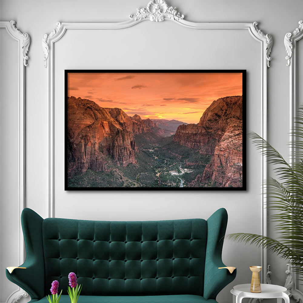 Utah Zion National Park Zion Canyon From Angel'S Landing LargeArt Prints, Framed Art Print, Picture Framed