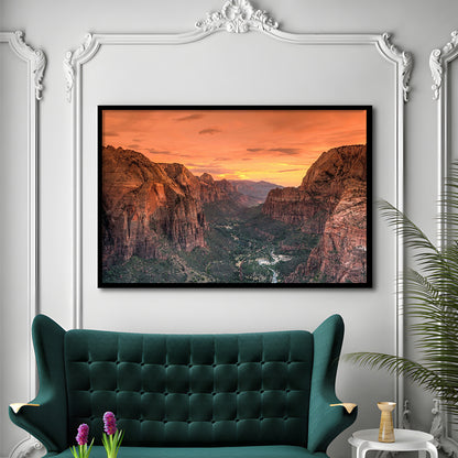 Utah Zion National Park Zion Canyon From Angel'S Landing LargeArt Prints, Framed Art Print, Picture Framed