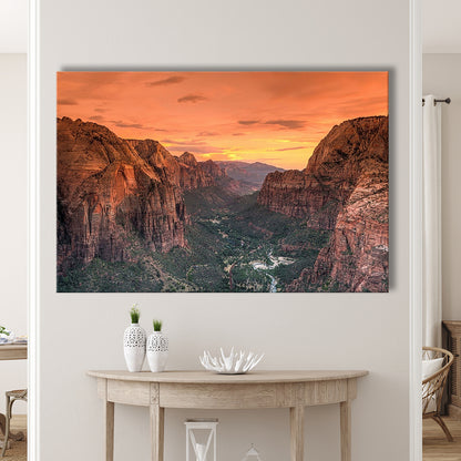 Utah Zion National Park Zion Canyon from Angel's Landing Large Stretched Canvas, Cavas Print Wall Art Hom Decor
