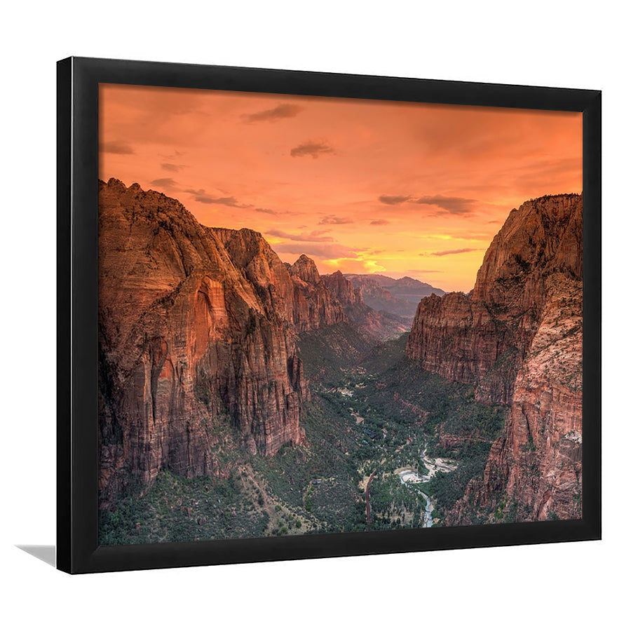 Utah Zion National Park Zion Canyon From Angel'S Landing LargeArt Prints, Framed Art Print, Picture Framed