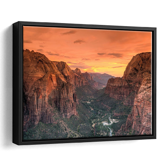 Utah Zion National Park Zion Canyon From Angel'S Landing Large Canvas, Framed Cavas Print, Floating Frame