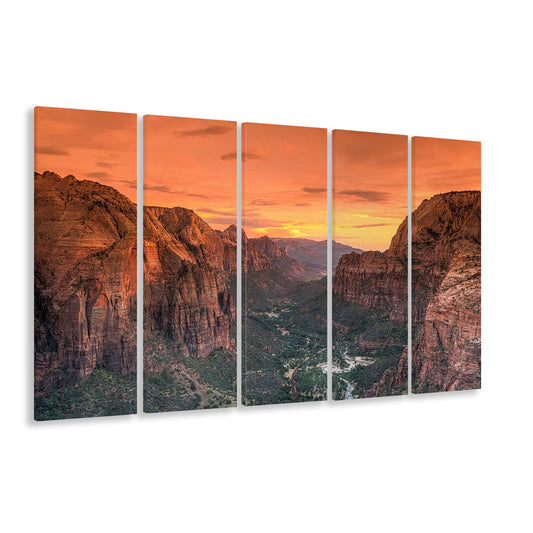 Utah Zion National Park Zion Canyon from Angel's Landing Large Canvas, 5 Piece B Extra Large Cavas Print Wall Art Decor