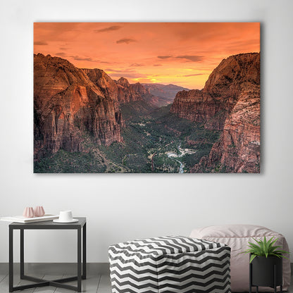 Utah Zion National Park Zion Canyon from Angel's Landing Large Stretched Canvas, Cavas Print Wall Art Hom Decor