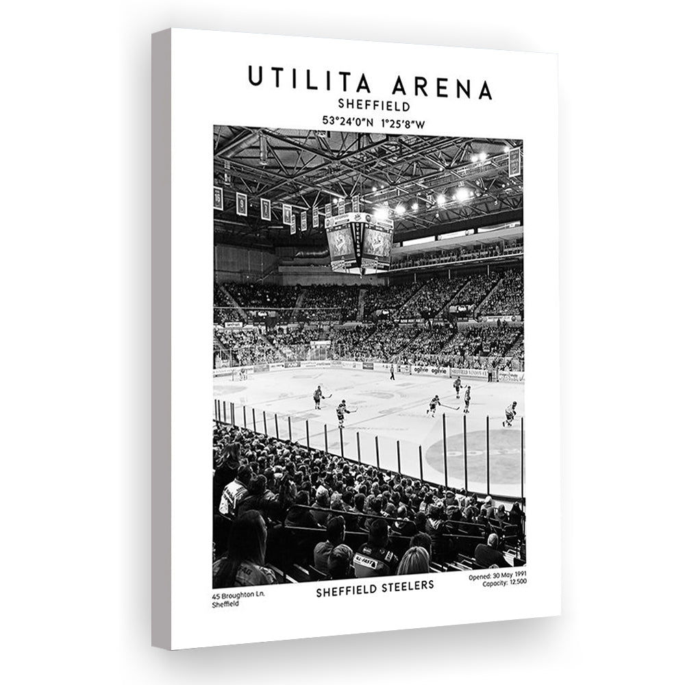 Utilita Arena Stadium Black And White, Sheffield Steelers Hockey Stadium Wall Art, Canvas Prints Wall Art, Man Cave Decor