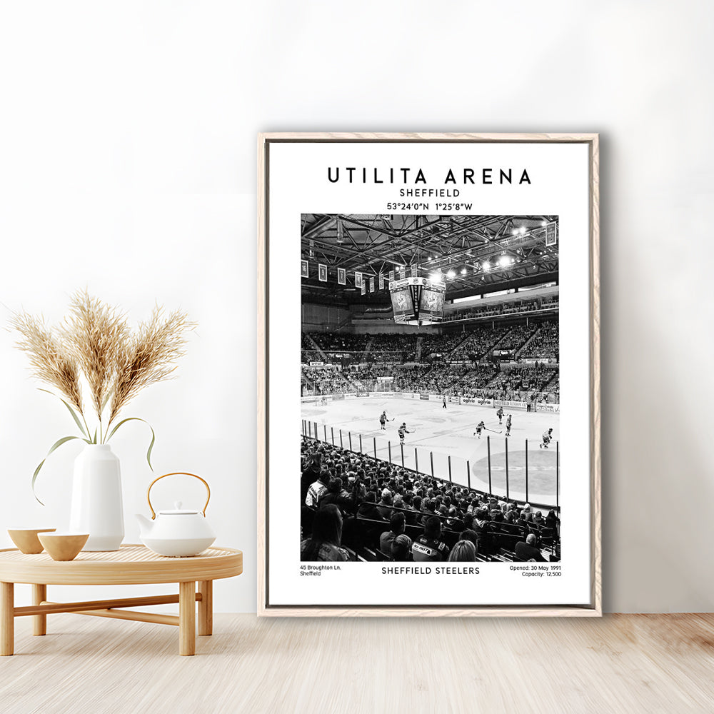 Utilita Arena Stadium Black And White, Sheffield Steelers Hockey Stadium Wall Art, Framed Canvas Prints Wall Art
