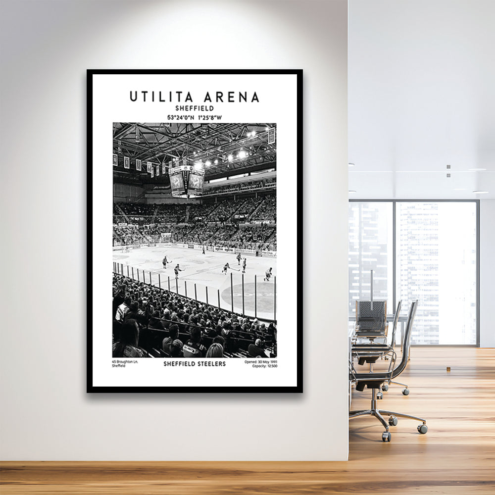Utilita Arena Stadium Black And White, Sheffield Steelers Hockey Stadium Wall Art, Framed Art Prints Wall Decor