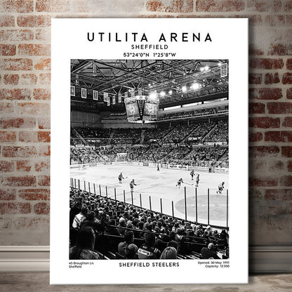 Utilita Arena Stadium Black And White, Sheffield Steelers Hockey Stadium Wall Art, Canvas Prints Wall Art, Man Cave Decor
