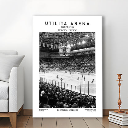Utilita Arena Stadium Black And White, Sheffield Steelers Hockey Stadium Wall Art, Canvas Prints Wall Art, Man Cave Decor