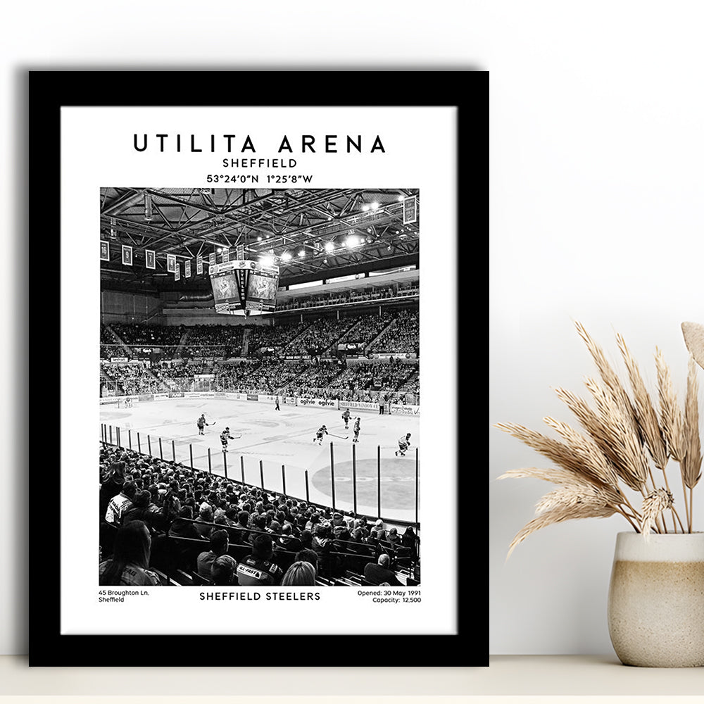 Utilita Arena Stadium Black And White, Sheffield Steelers Hockey Stadium Wall Art, Framed Art Prints Wall Decor