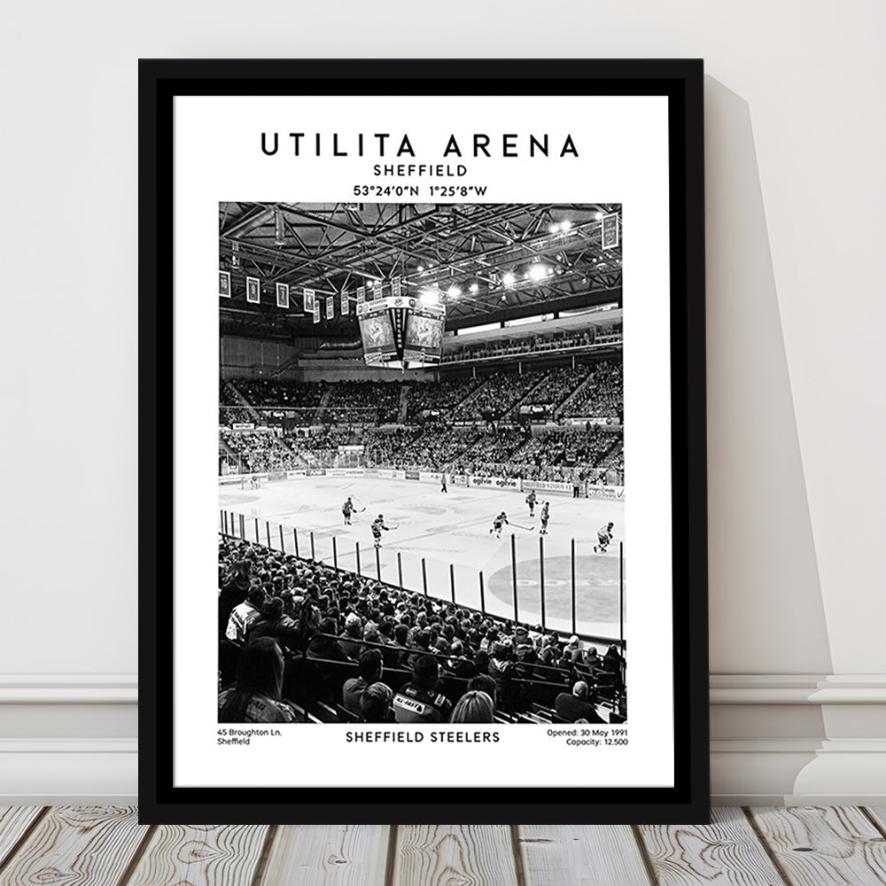 Utilita Arena Stadium Black And White, Sheffield Steelers Hockey Stadium Wall Art, Framed Canvas Prints Wall Art