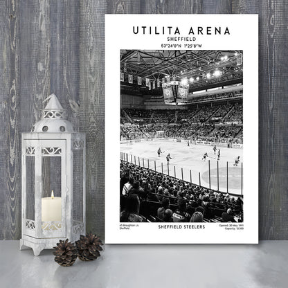 Utilita Arena Stadium Black And White, Sheffield Steelers Hockey Stadium Wall Art, Canvas Prints Wall Art, Man Cave Decor