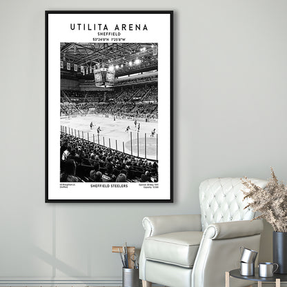 Utilita Arena Stadium Black And White, Sheffield Steelers Hockey Stadium Wall Art, Framed Canvas Prints Wall Art