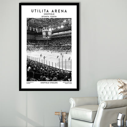 Utilita Arena Stadium Black And White, Sheffield Steelers Hockey Stadium Wall Art, Framed Art Prints Wall Decor