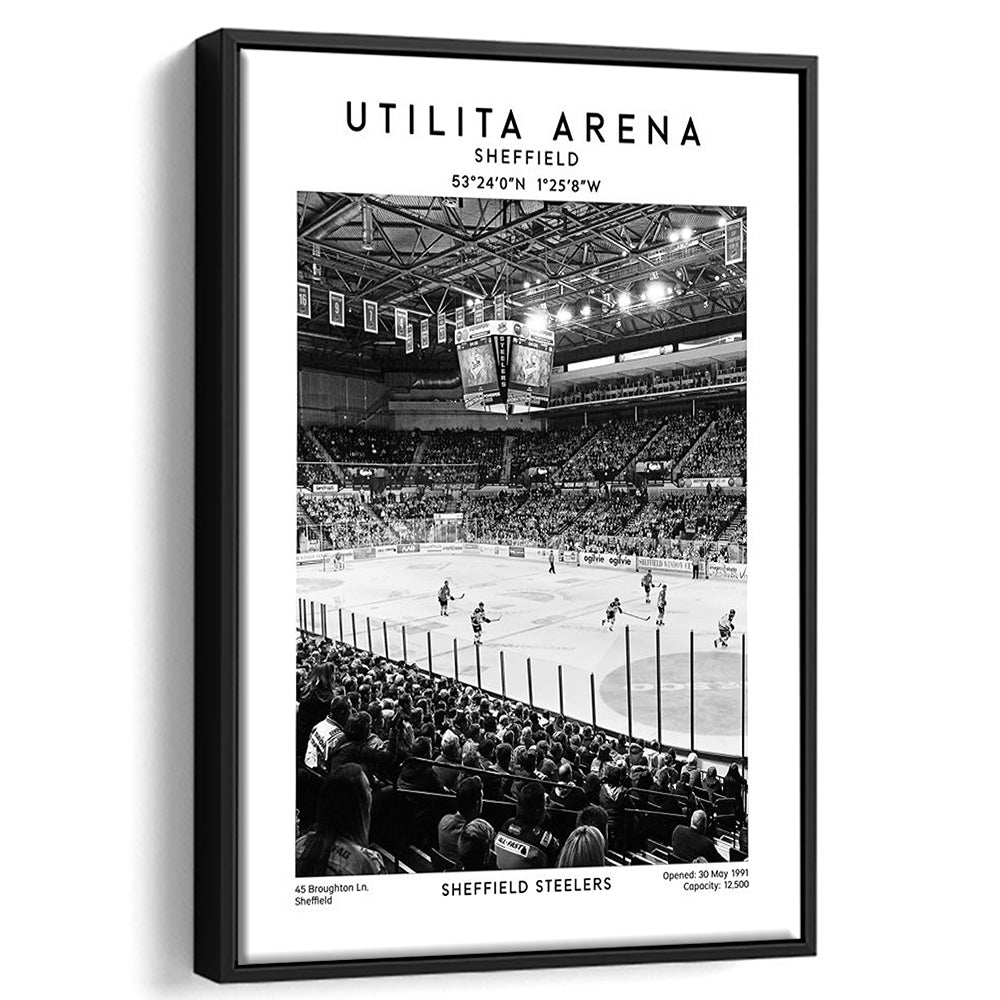 Utilita Arena Stadium Black And White, Sheffield Steelers Hockey Stadium Wall Art, Framed Canvas Prints Wall Art