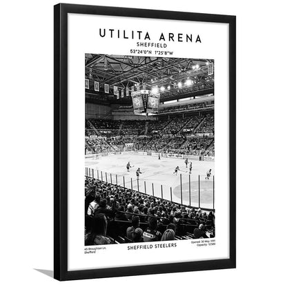 Utilita Arena Stadium Black And White, Sheffield Steelers Hockey Stadium Wall Art, Framed Art Prints Wall Decor