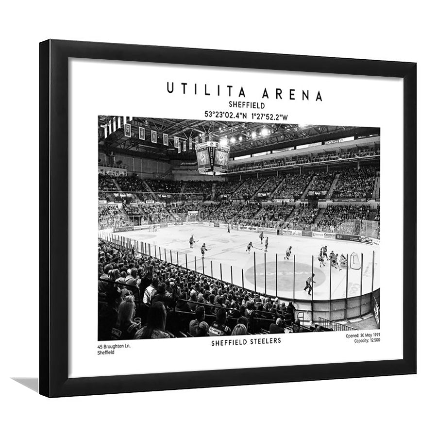 Utilita Arena Stadium Black And White, Sheffield Steelers Hockey Stadium Wall Art Print, Framed Art Print Wall Decor