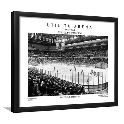 Utilita Arena Stadium Black And White, Sheffield Steelers Hockey Stadium Wall Art Print, Framed Art Print Wall Decor