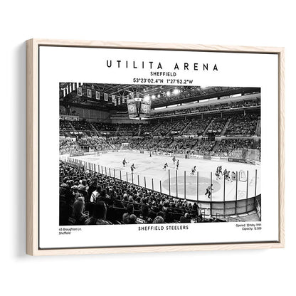 Utilita Arena Stadium Black And White, Sheffield Steelers Hockey Stadium Wall Art Print, Framed Canvas Print Wall Art