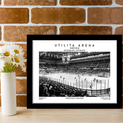 Utilita Arena Stadium Black And White, Sheffield Steelers Hockey Stadium Wall Art Print, Framed Art Print Wall Decor