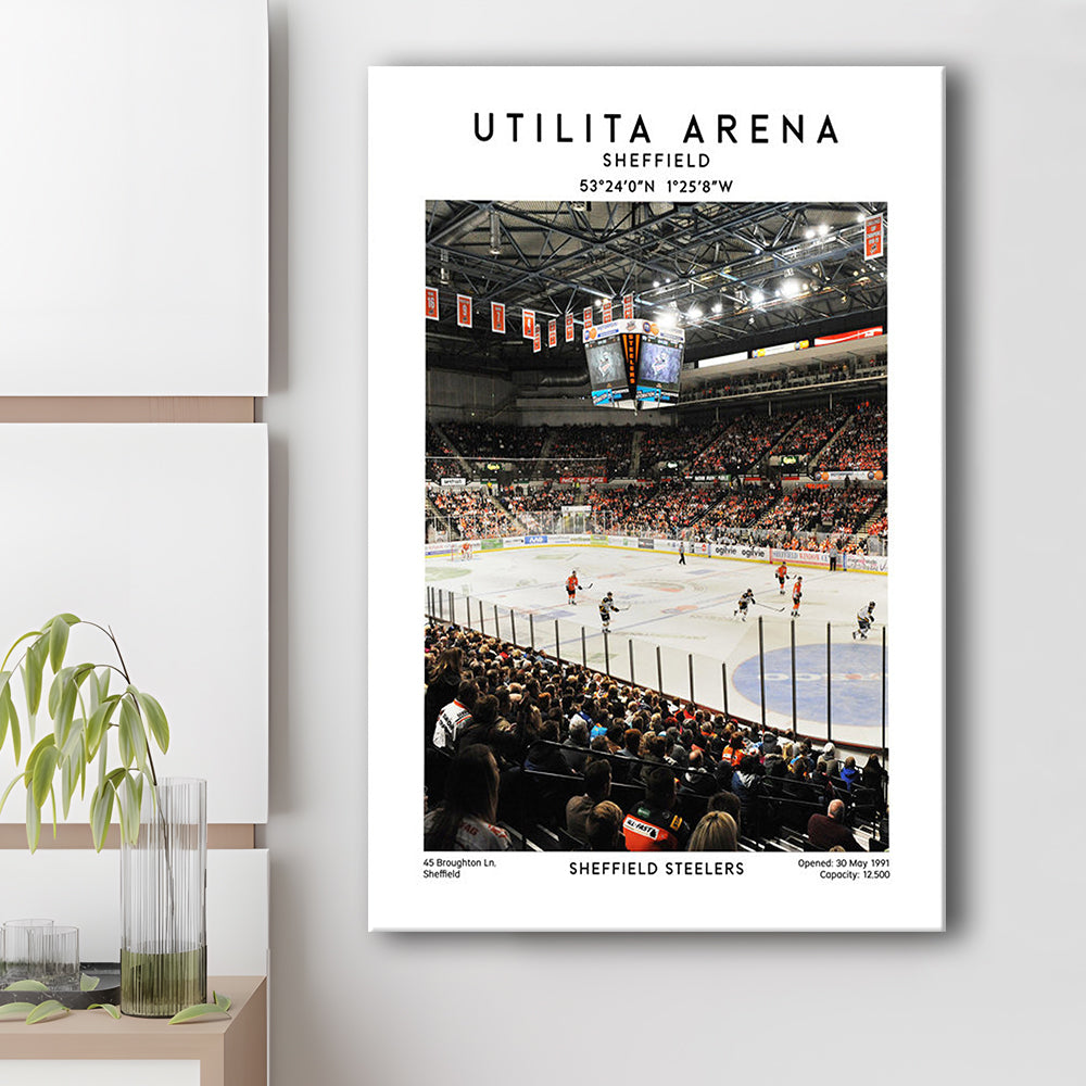Utilita Arena, Sheffield Steelers Hockey Stadium Wall Art, Sport Art Print, Canvas Prints Wall Art, Man Cave Decor