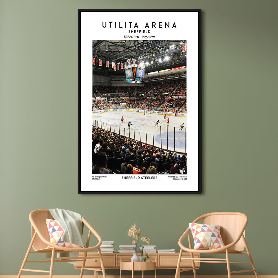 Utilita Arena, Sheffield Steelers Hockey Stadium Wall Art, Sport Art Print, Framed Canvas Prints Wall Art