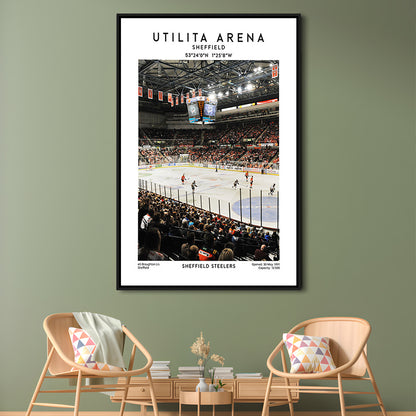 Utilita Arena, Sheffield Steelers Hockey Stadium Wall Art, Sport Art Print, Framed Canvas Prints Wall Art