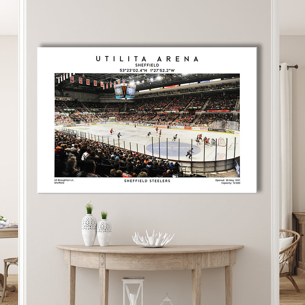 Utilita Arena, Sheffield Steelers Hockey Stadium Wall Art Print, Sport Art Print, Canvas Print Wall Art, Man Cave Gift