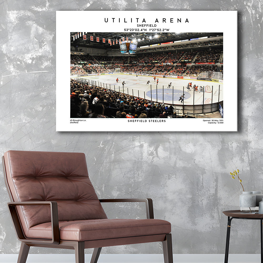 Utilita Arena, Sheffield Steelers Hockey Stadium Wall Art Print, Sport Art Print, Canvas Print Wall Art, Man Cave Gift
