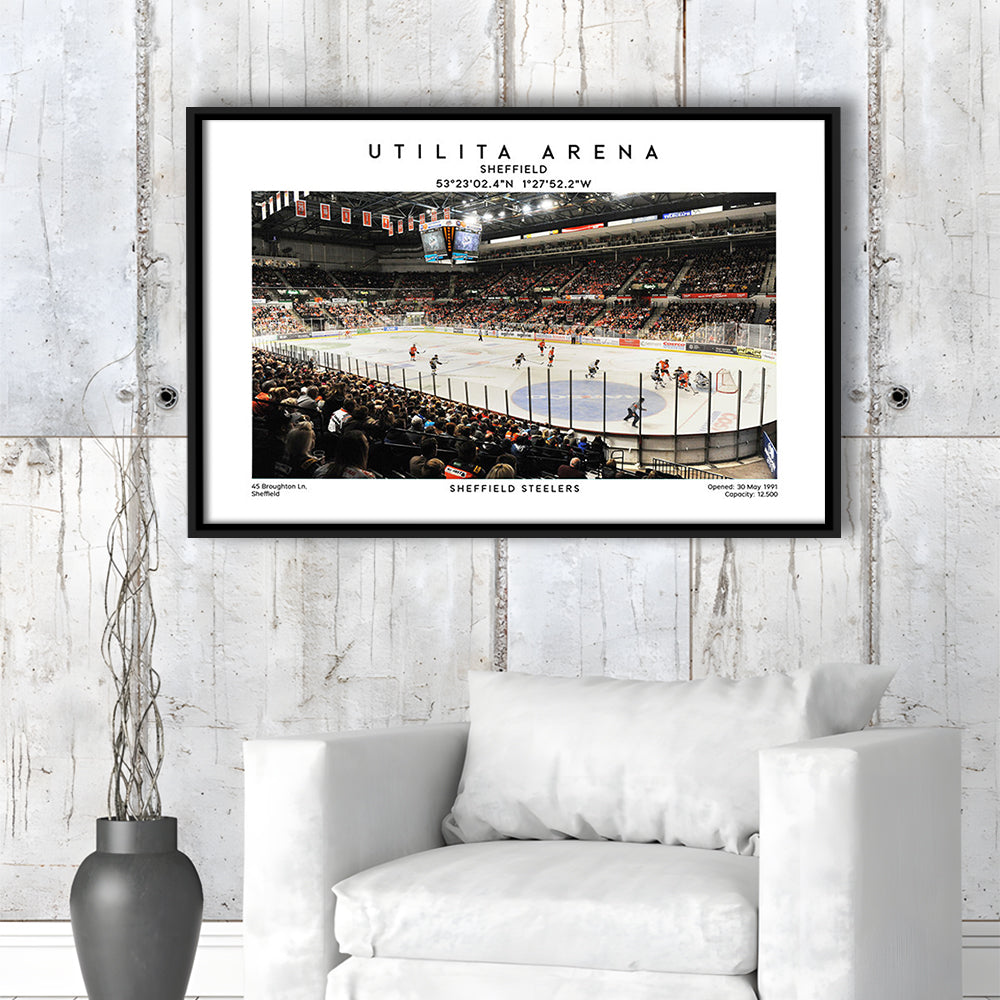Utilita Arena, Sheffield Steelers Hockey Stadium Wall Art Print, Sport Art Print, Framed Canvas Print Wall Art