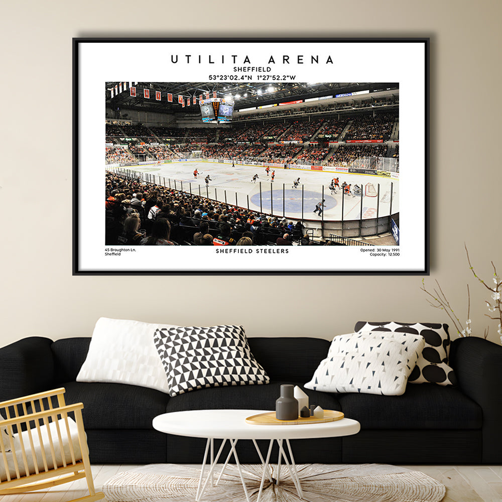 Utilita Arena, Sheffield Steelers Hockey Stadium Wall Art Print, Sport Art Print, Framed Canvas Print Wall Art