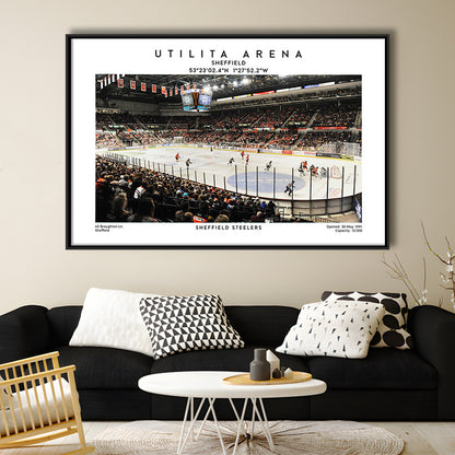 Utilita Arena, Sheffield Steelers Hockey Stadium Wall Art Print, Sport Art Print, Framed Canvas Print Wall Art