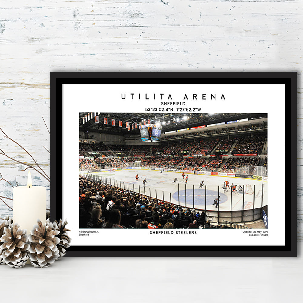 Utilita Arena, Sheffield Steelers Hockey Stadium Wall Art Print, Sport Art Print, Framed Canvas Print Wall Art