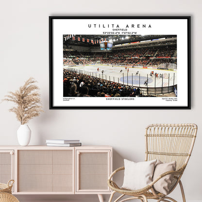 Utilita Arena, Sheffield Steelers Hockey Stadium Wall Art Print, Sport Art Print, Framed Canvas Print Wall Art