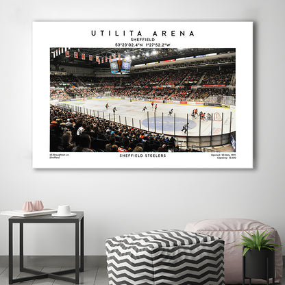 Utilita Arena, Sheffield Steelers Hockey Stadium Wall Art Print, Sport Art Print, Canvas Print Wall Art, Man Cave Gift