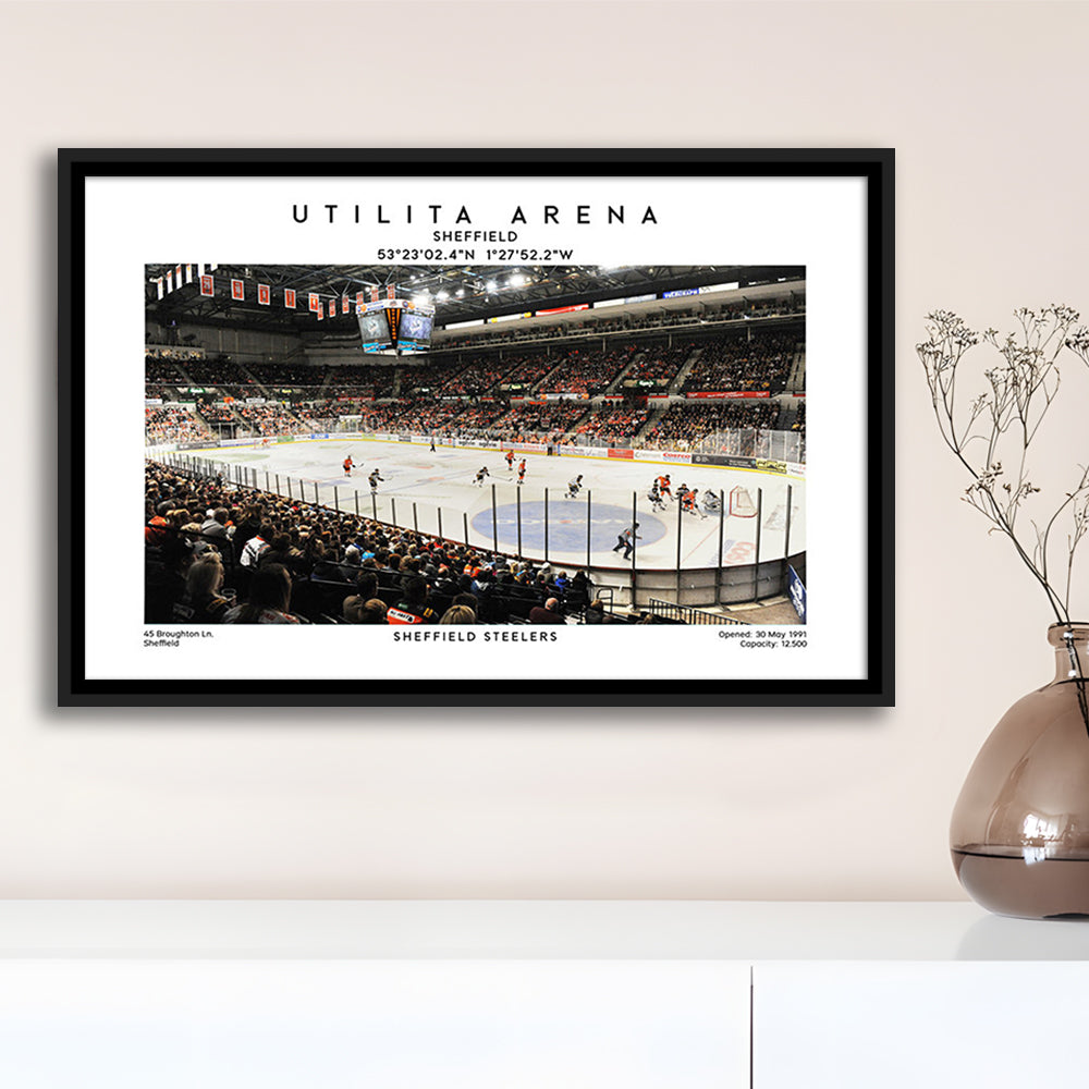 Utilita Arena, Sheffield Steelers Hockey Stadium Wall Art Print, Sport Art Print, Framed Canvas Print Wall Art
