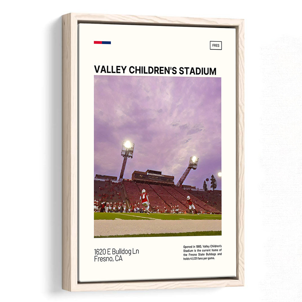 Valley Children's Stadium Print, Fresno State Bulldogs Stadium Art, Man Cave Gift, Floating Framed Canvas Print Wall Art