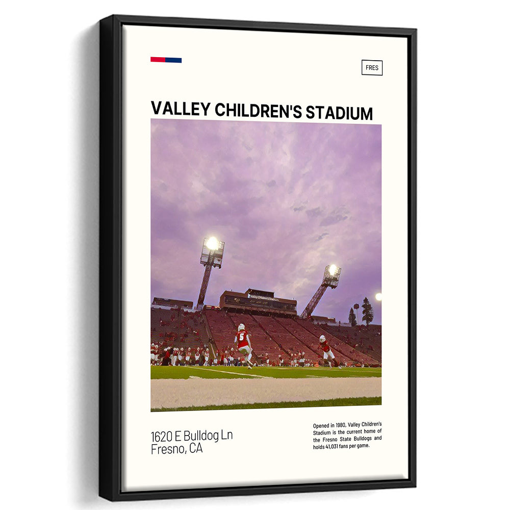 Valley Children's Stadium Print, Fresno State Bulldogs Stadium Art, Man Cave Gift, Floating Framed Canvas Print Wall Art