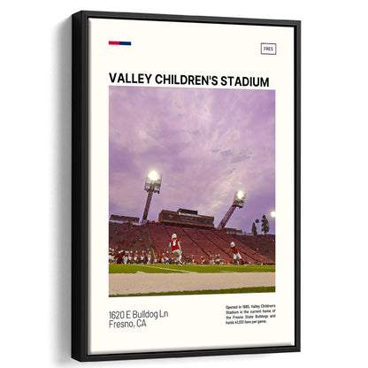Valley Children's Stadium Print, Fresno State Bulldogs Stadium Art, Man Cave Gift, Floating Framed Canvas Print Wall Art
