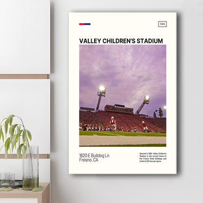 Valley Children's Stadium Print, Fresno State Bulldogs Stadium Canvas Art, Fan Gifts, Sport Art, Canvas Print Wall Art