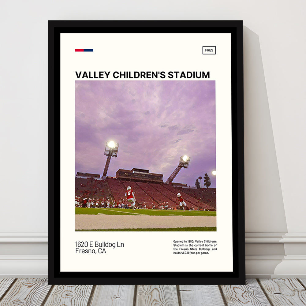 Valley Children's Stadium Print, Fresno State Bulldogs Stadium Art, Man Cave Gift, Floating Framed Canvas Print Wall Art