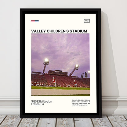 Valley Children's Stadium Print, Fresno State Bulldogs Stadium Art, Man Cave Gift, Floating Framed Canvas Print Wall Art