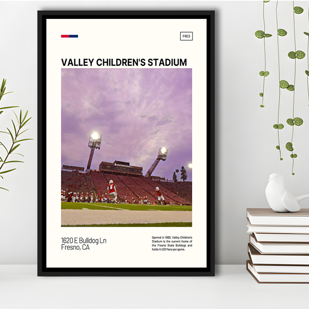 Valley Children's Stadium Print, Fresno State Bulldogs Stadium Art, Man Cave Gift, Floating Framed Canvas Print Wall Art