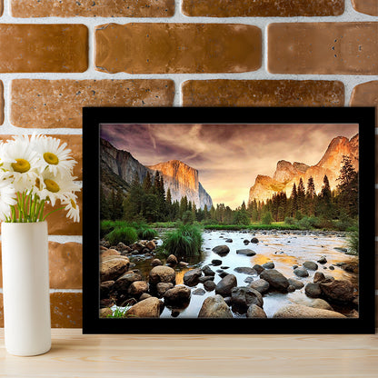 Valley At Sunset, Yosemite, Framed Art Print, Picture Framed