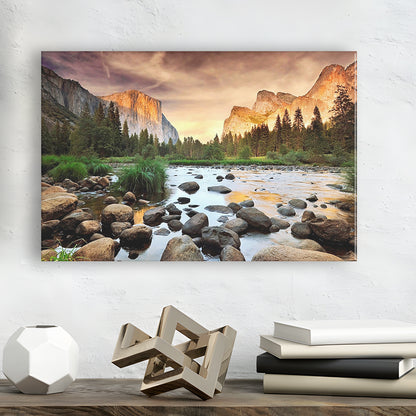 Valley at sunset, Yosemite, Cavas Print Wall Art Hom Decor