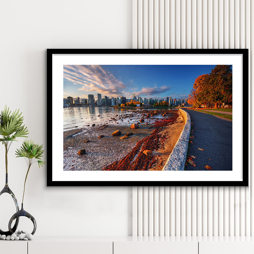 Vancouver Art Vancouver Wall Art, Vancouver, Vancouver Skyline, Vancouver Print, Framed Art Print White Border