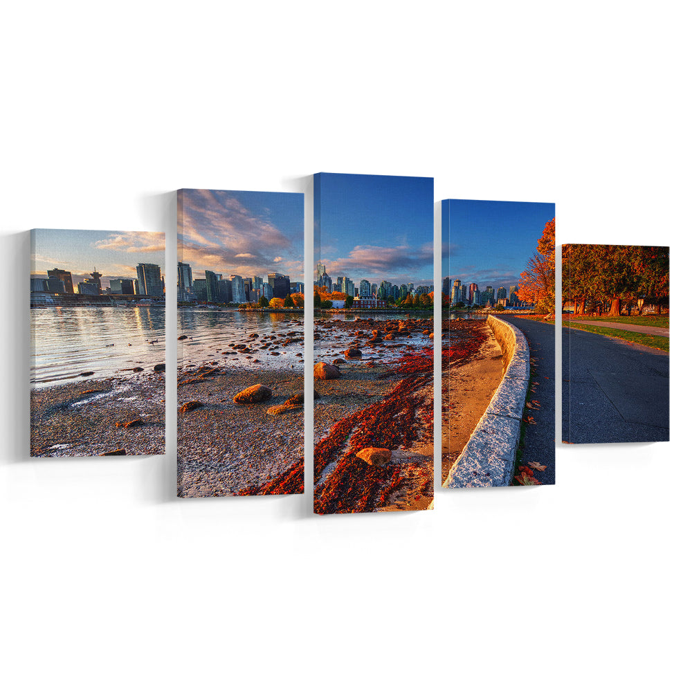 Vancouver Art Vancouver Wall Art, Vancouver Canvas, Vancouver Skyline, Vancouver Print, 5 Piece Large Cavas Print Wall Art